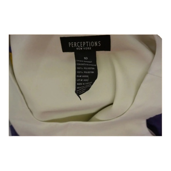 COPY - Perceptions New York  Size 10 Jacket Pants Top Blue, White Women's 3 Pie… - Picture 4 of 7